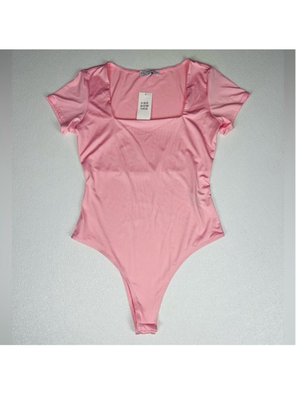 And Now This Women's Bubble Gum Sleeveless Square-Neck Bodysuit Size S New